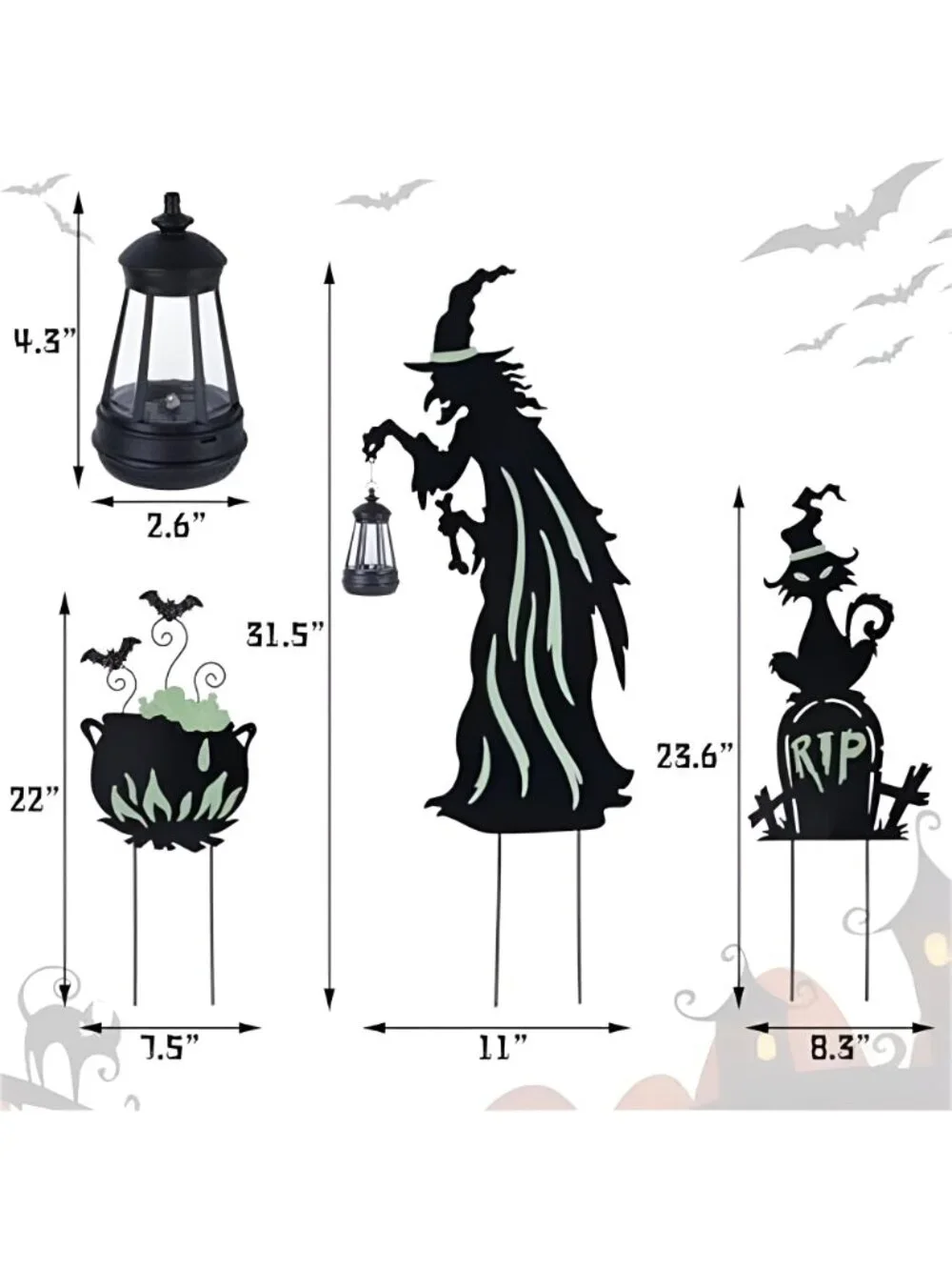 Halloween Decorations Outdoor 3 Pack Metal Witch Yard Stakes